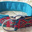 Fur protective Lined Dog Collar: Geometric Print  (16-19 Inch) Medium Martingale