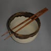 Handthrown noodle bowl in stoneware with chopsticks.