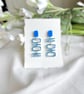 Sculptural Monolithic Blue Acrylic Earrings