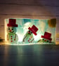Melting Snowman Christmas Decoration; Fused Glass Snowman Wave - Image 6
