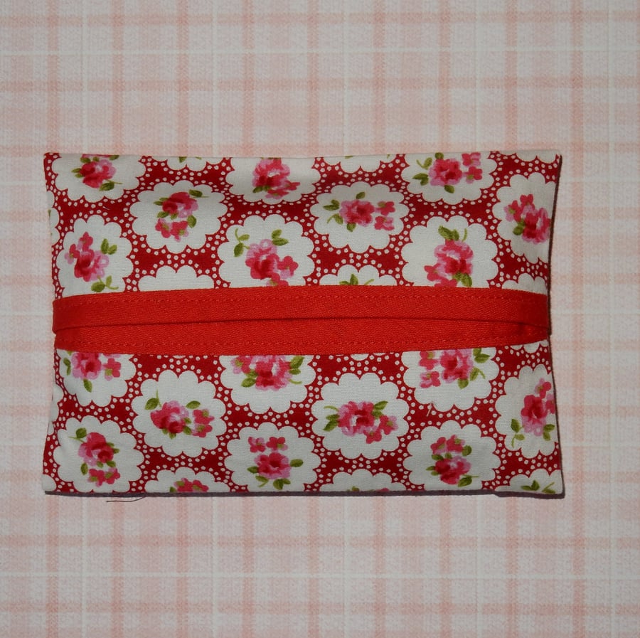 Pocket tissue holder - modern red print SALE PRICE