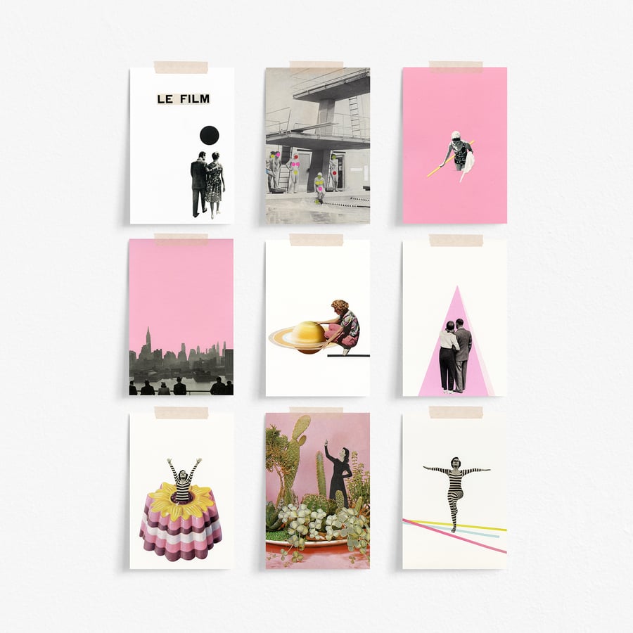 Aesthetic Postcard Pack of Nine - The Pink and Grey Set
