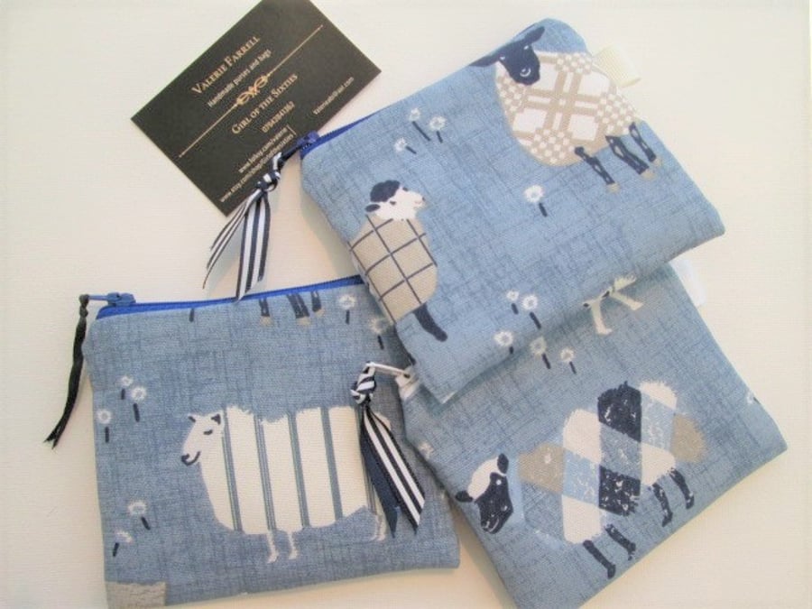 SALE Blue  Sheep  Coin Purse