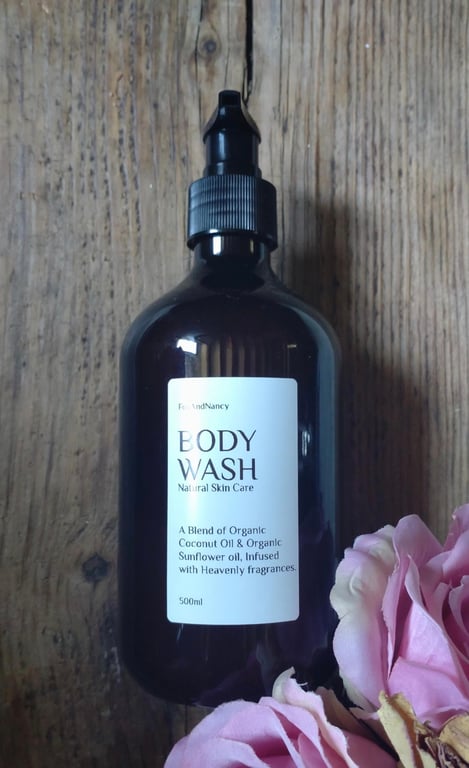 Organic Body Wash, 500ml, Natural Skin Nourishing blend, Reusable Pump Bottle