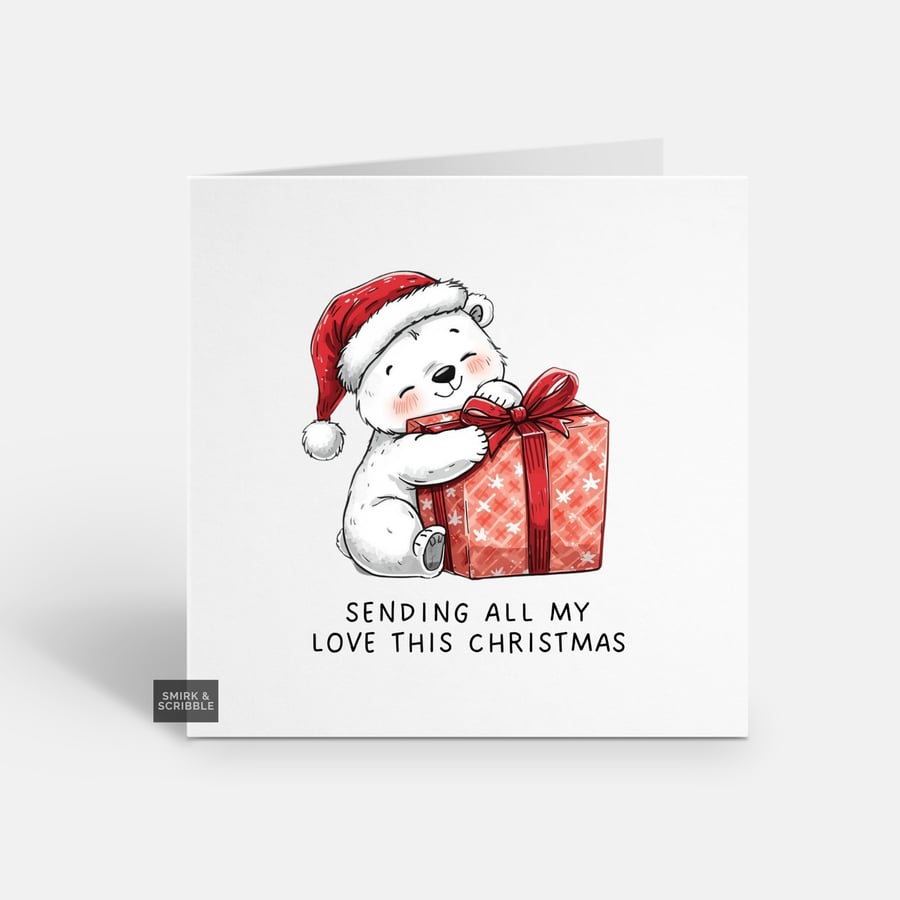 Unique Funny Christmas Card - Cute Xmas Greeting - Bear 