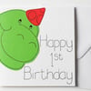 Dinosaur First Birthday Card, Dino 1st Happy Birthday Card, Dinosaur card