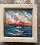 Needle felt sunset over the sea from Whitby pine frame 