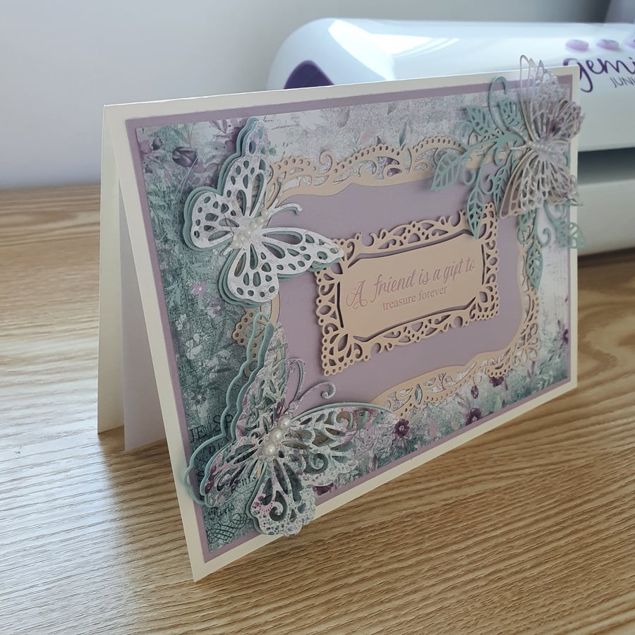 Ornate die cut Vintage Lace birthday card, butt... Folksy