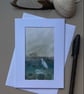 Lone egret hand painted greetings card