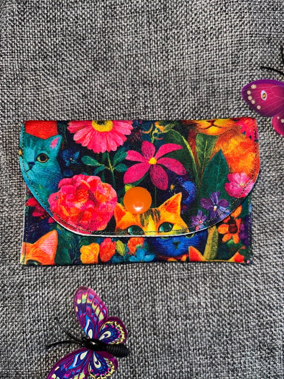 Gift Card Wallet Purse, Bright Multi Cat Design