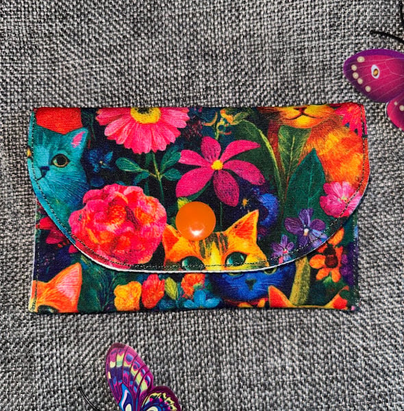 Gift Card Wallet Purse, Bright Multi Cat Design