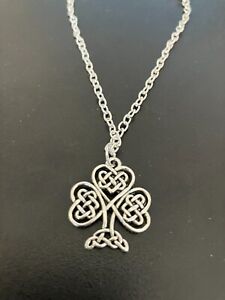 celtic knot tree of life charm pendant necklace silver plated 18" curb chain