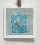 Square Blank Art Card from original Linocut-Perfume Bottle with Pressed Freesia - Image 1