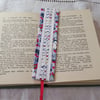 Bookmark - vintage drawn thread work blue, red and white