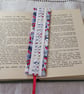 Bookmark - vintage drawn thread work blue, red and white - Image 1