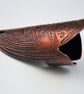 medieval etched shield ring - copper ring - armour ring, double prong - Image 2