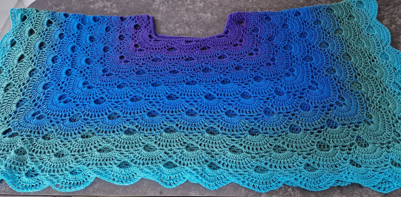 Cotton blend crochet poncho lightweight summer cover up