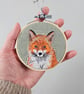 Fox mini hoop, handmade hanging decoration, embroidered - Image 2