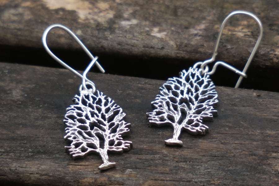 Sterling Silver Tree Earrings, Drop Earrings, Silver Earrings, Tree Jewellery