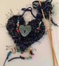 Blue and gold woolly hanging decorated heart - Image 3