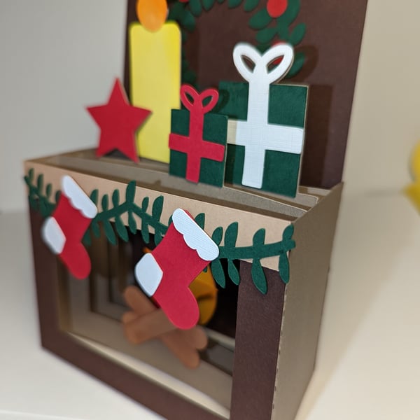 Pop up Fireplace box card - can be personalised