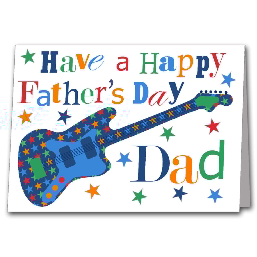 Guitar Personalised Father's Day Card. - Folksy