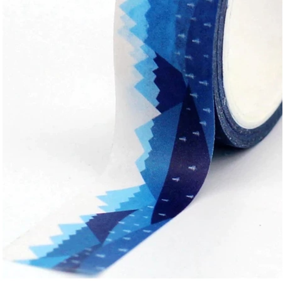 2 x Blue Mountain pattern Washi Tape, Decorative Tape, Cards, Crafts, 5m