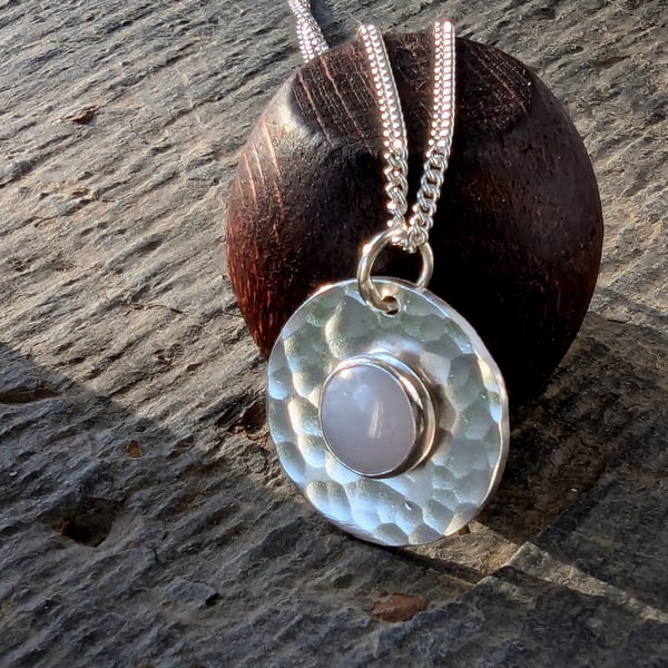 STERLING SILVER Blue Lace Agate pendant, Handmade Urban Jewellery