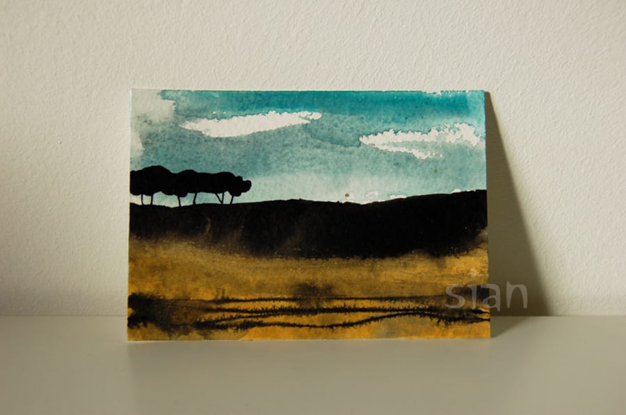Landscape with trees - Original ACEO