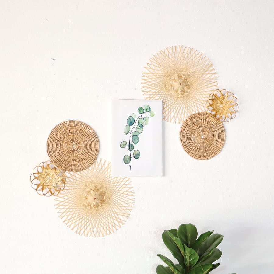 Wall Decor Art Set, Rattan Wall Hanging,Cozy Home wall hanging,Wicker Tray,Woven