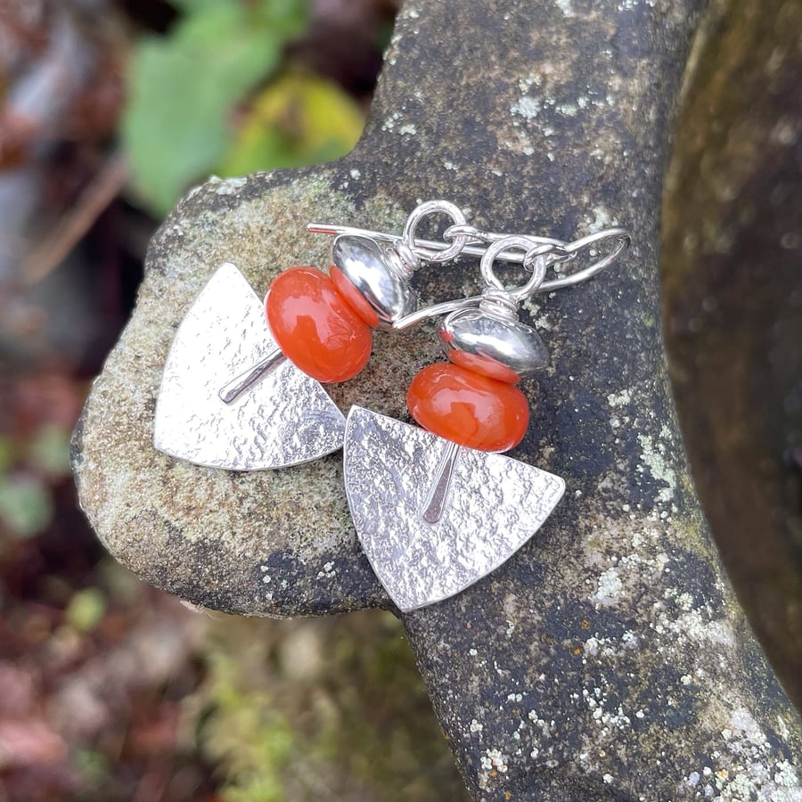 Sterling silver and carnelian Shovel earrings