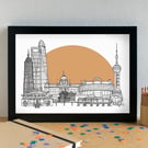 Shanghai Landmarks Skyline Art Print