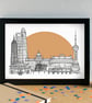 Shanghai Landmarks Skyline Art Print