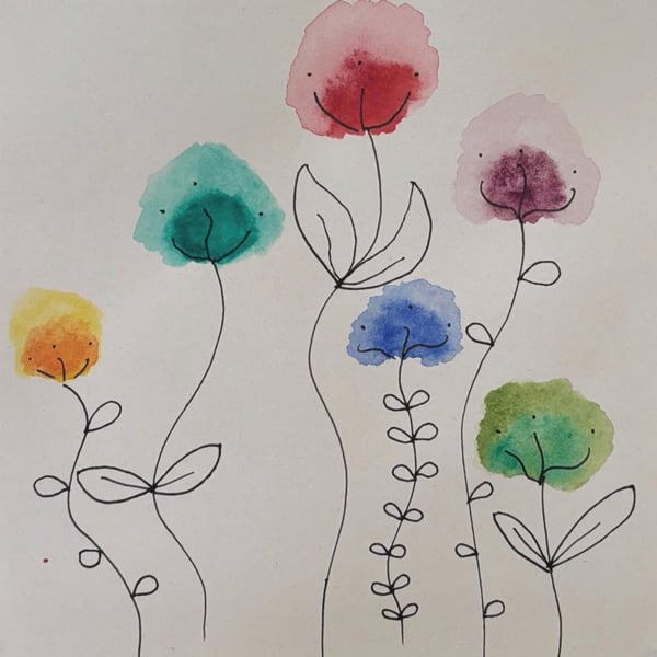 Water colour flower card (style 1) 