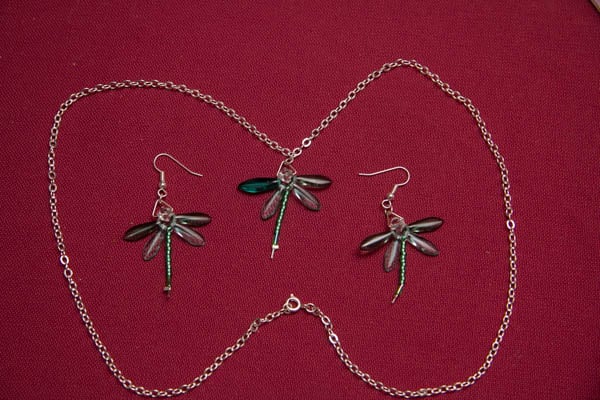 Dragonfly Necklace and Earrings