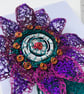 Collectable Commemorative Rosette for Women - Purple, green and white brooch - Image 7