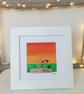 Seaglass and driftwood framed art "SUNSET" - Image 3