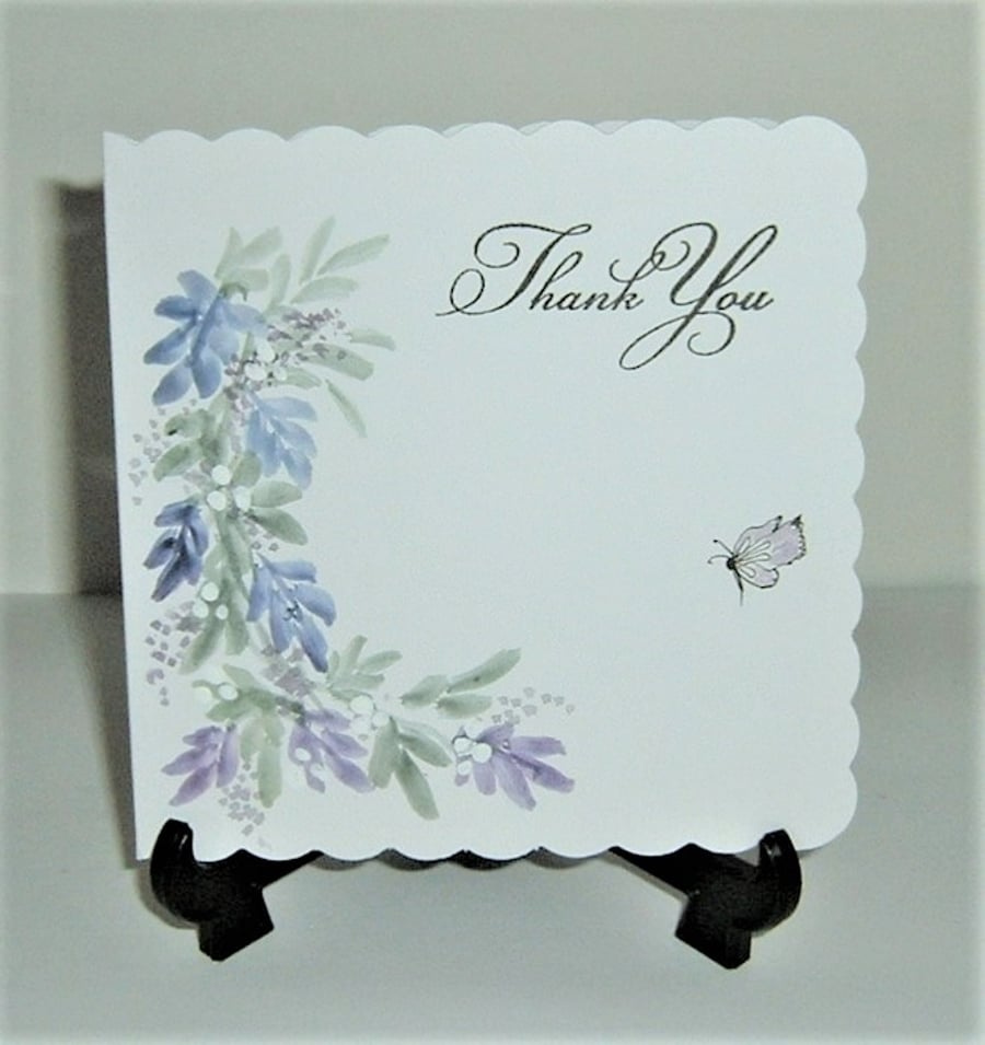 hand painted floral Thank you card ( ref F 495)