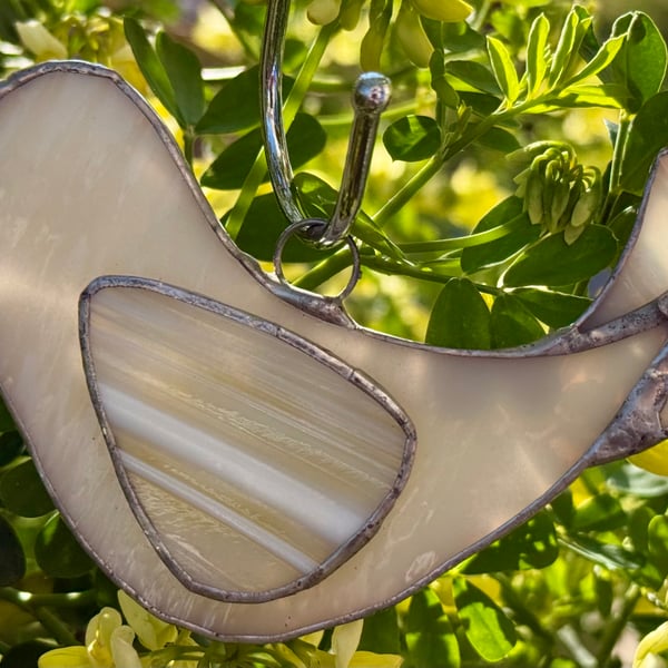 Stained Glass Dove Suncatcher - Cream handmade decoration