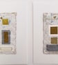 Hearts with Gold Silver & White Handstitched Geometric Small Art Pictures - Image 1