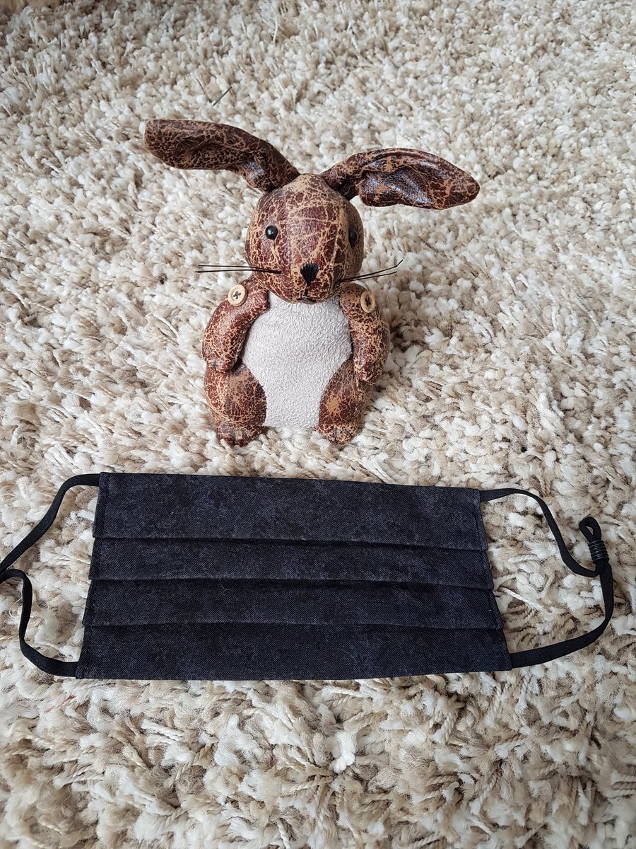 Adult face covering – Black Grey Mottled print