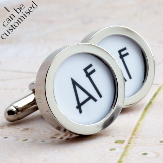 2 Initial Monogrammed Cufflinks 1920s Style
