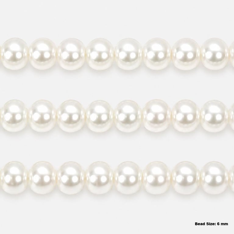 White Glass Pearl Beads Round 4-10mm for DIY Jewellery, Wedding Bridal Pearls