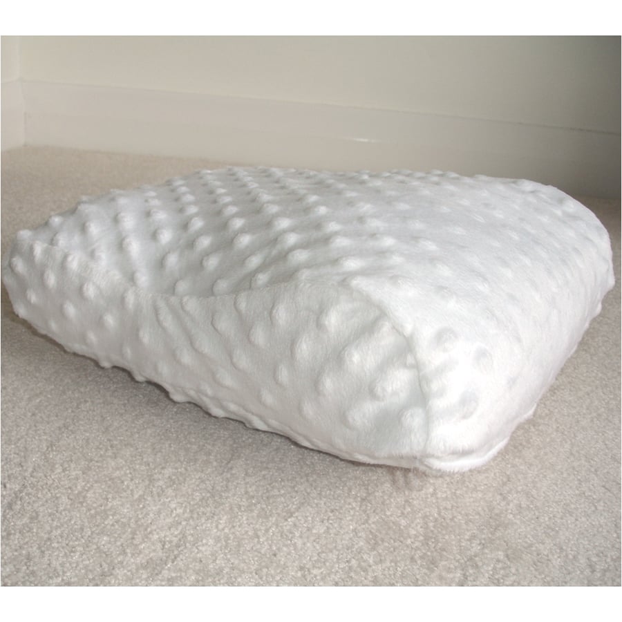 Tempur Pedic Original Contour Travel Neck Pillow Cover Minky Fleece White Dots