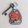 Keyring with Embroidered Squirrel