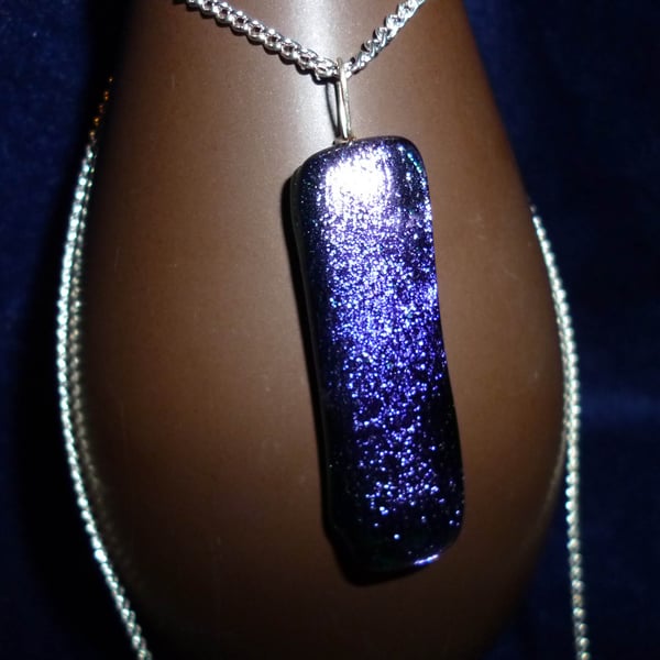 Handmade dichroic glass pendant - purple silver graduation