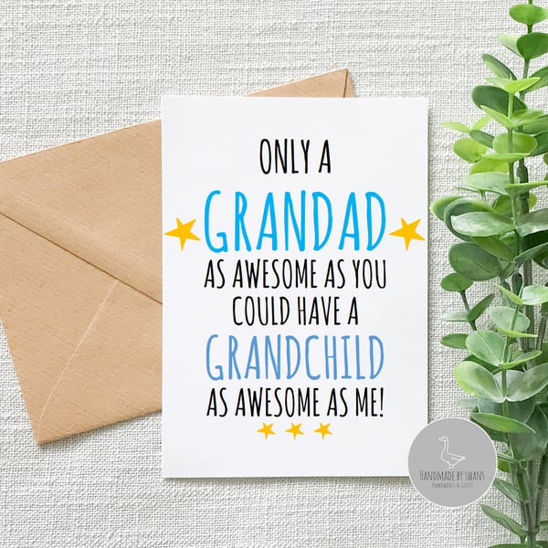 Funny grandad birthday card, Funny card for grandad, funny grandad fathers day c