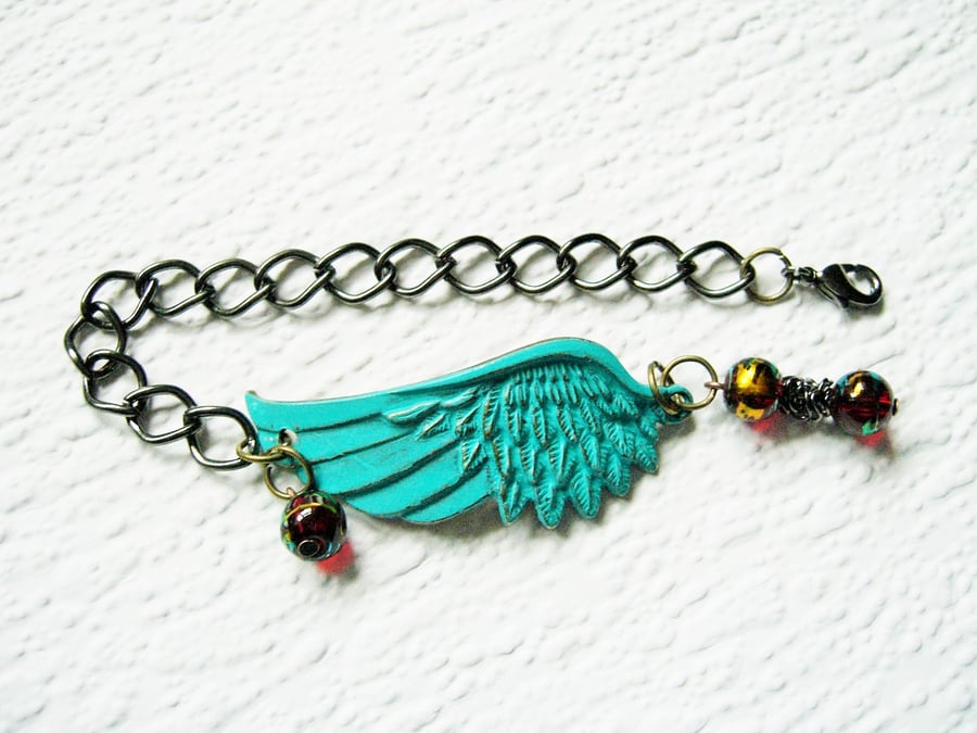 Turquoise Angel Wing Bracelet FREE UK Post