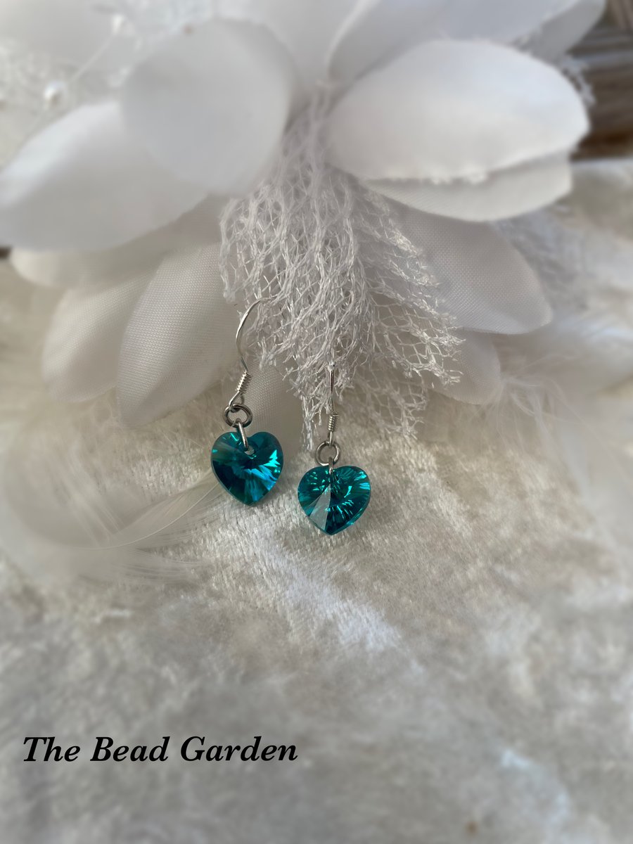 Blue heart Swarovski Crystal earrings 