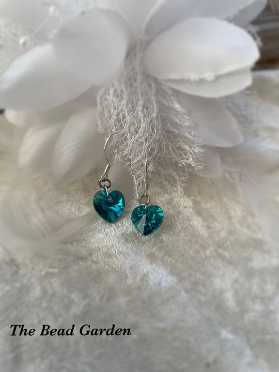 Blue heart Swarovski Crystal earrings 